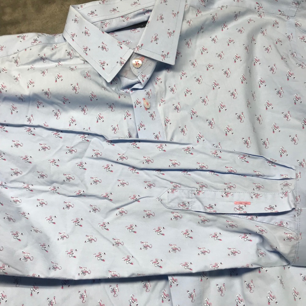 Massimo Castello Men's‎ Blue Scorpion Print Long Sleeve Button Up Shirt L